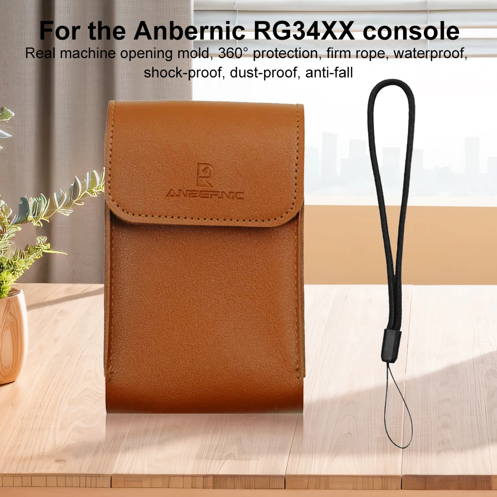 حقيبة حمل من جلد البولي يوريثان حقيبة تخزين محمولة مقاومة للصدمات مع حافظة وحدة تحكم ألعاب بحبل لوحدة تحكم ألعاب Anbernic RG34XX Retro #2