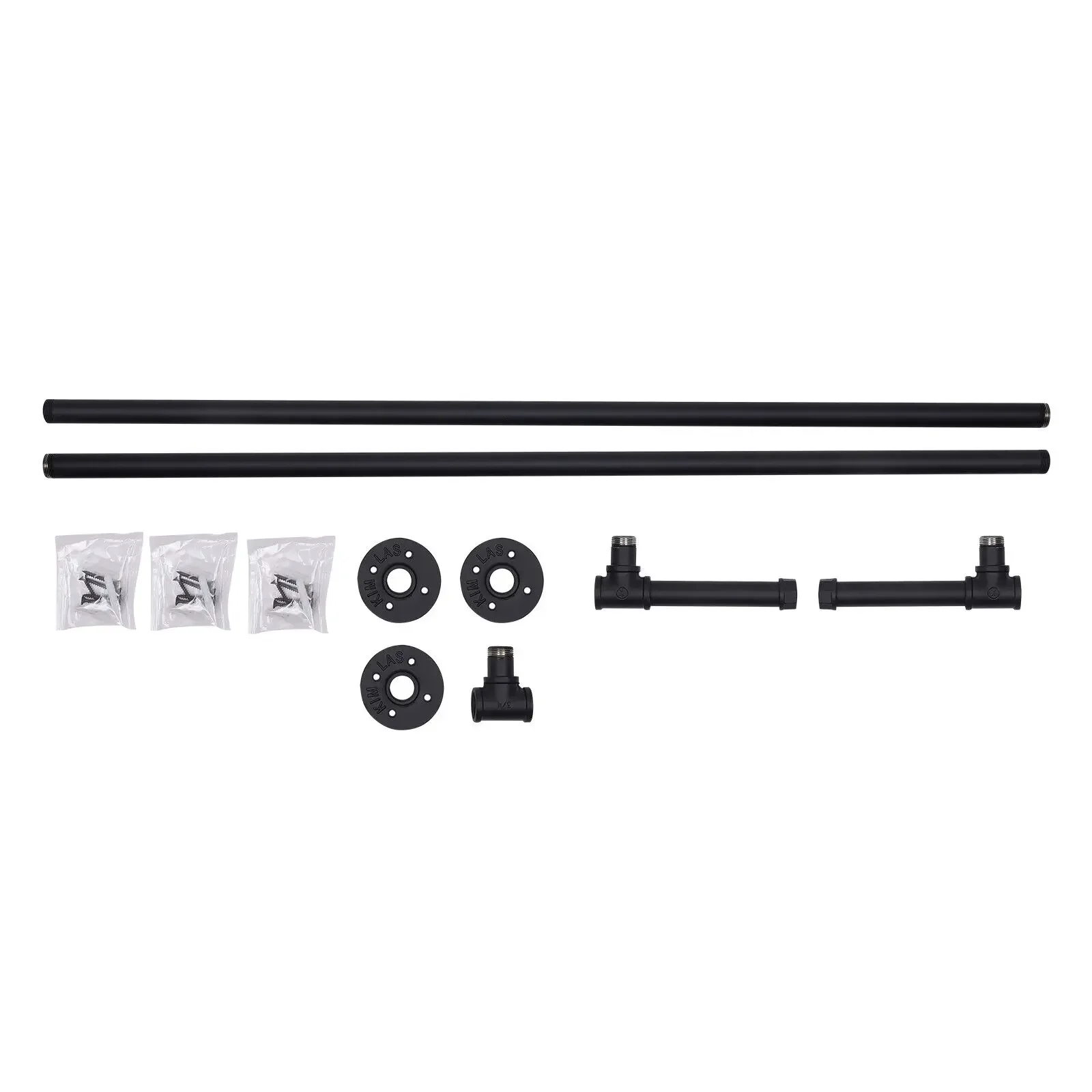 8 FT Wall-Mount  Iron Handrail Stair Railing Indoor Home w/ Installation Kit