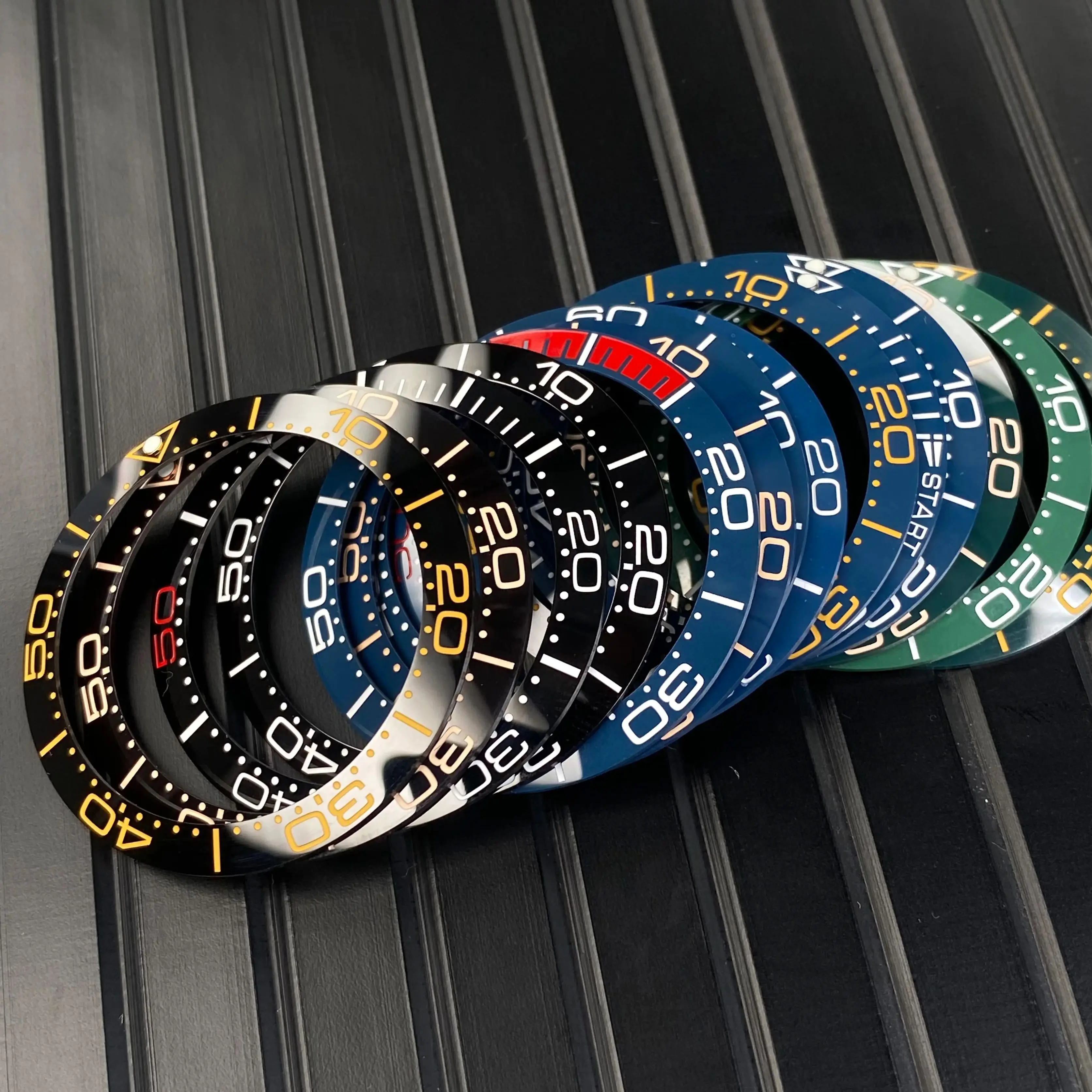 38mm * 30.5mm Lunetta in ceramica SM Lunetta Serie Verde Perline luminose Inserto Anello Pendenza Fit SKX007 NH35 Cassa Lunetta Parti di ricambio