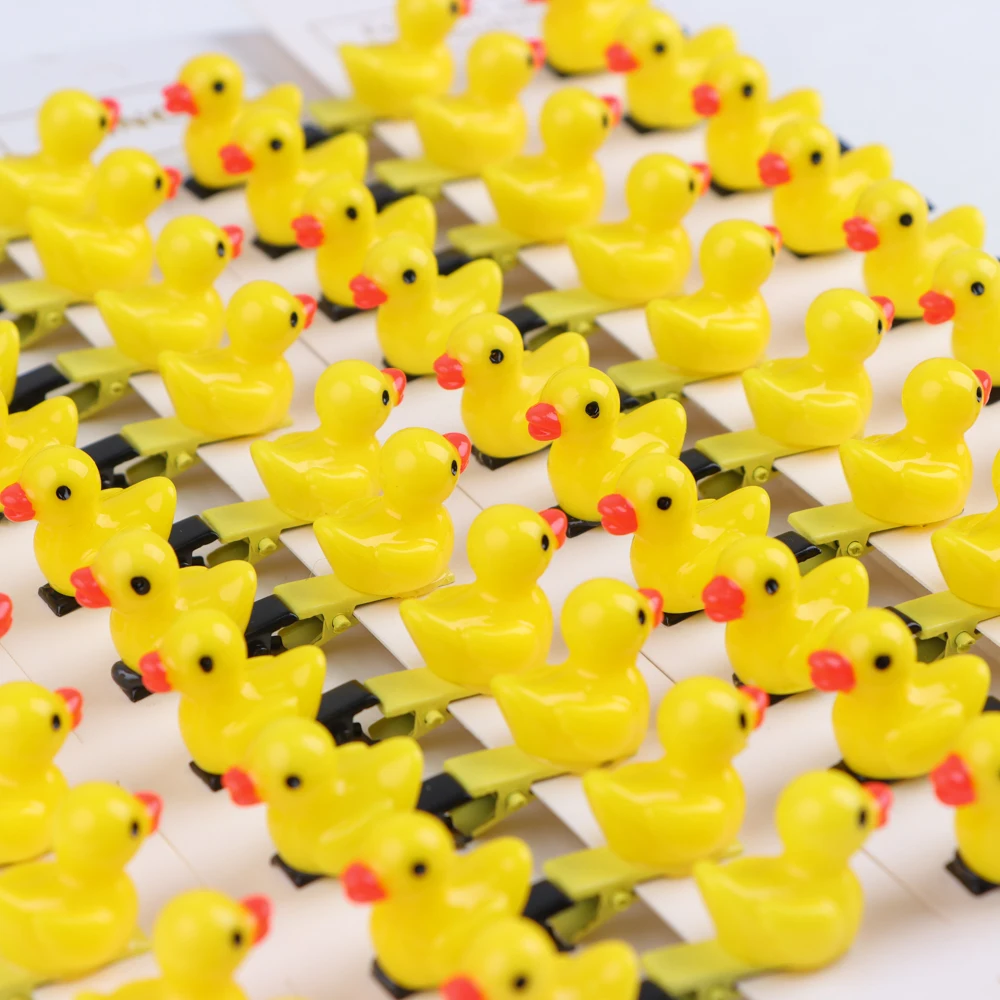 10/20Pcs/Lot Fashion Funny Cute Yellow Duck BB Clips Girl Women Cartoon Lovely Eggs Mixed Style Hairpin Accessories Party Gifts