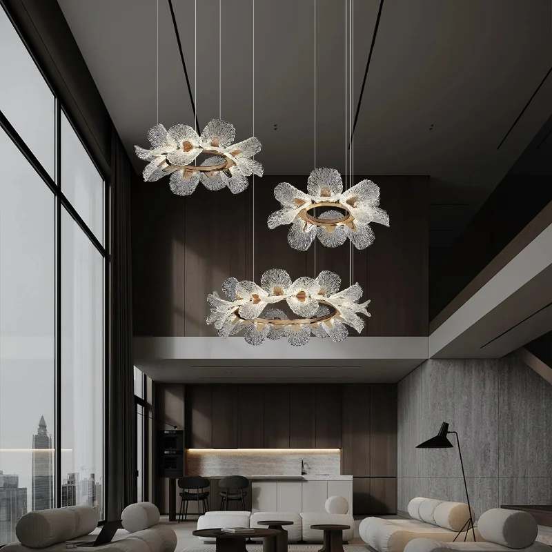 Duplex Staircase French Flowers Chandeliers Luxury Crystal Flower Chandelier for Living Room Villa Artistic Lights Fixture view 3