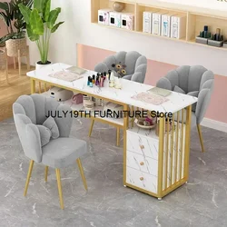 Nordic Single Double Nail Tables Salon Professional Manicure Table and Chair Modern Salon Furniture for Beauty Salon Nail Table