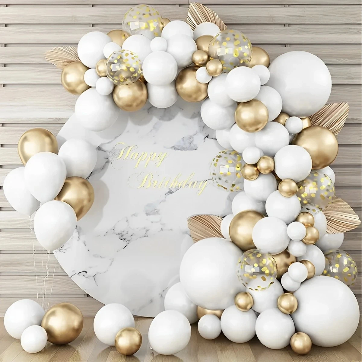 108pcs White Golden Latex Balloon Wreath Set, Balloons Garlands Arch Decoration Gift Party, Birthday