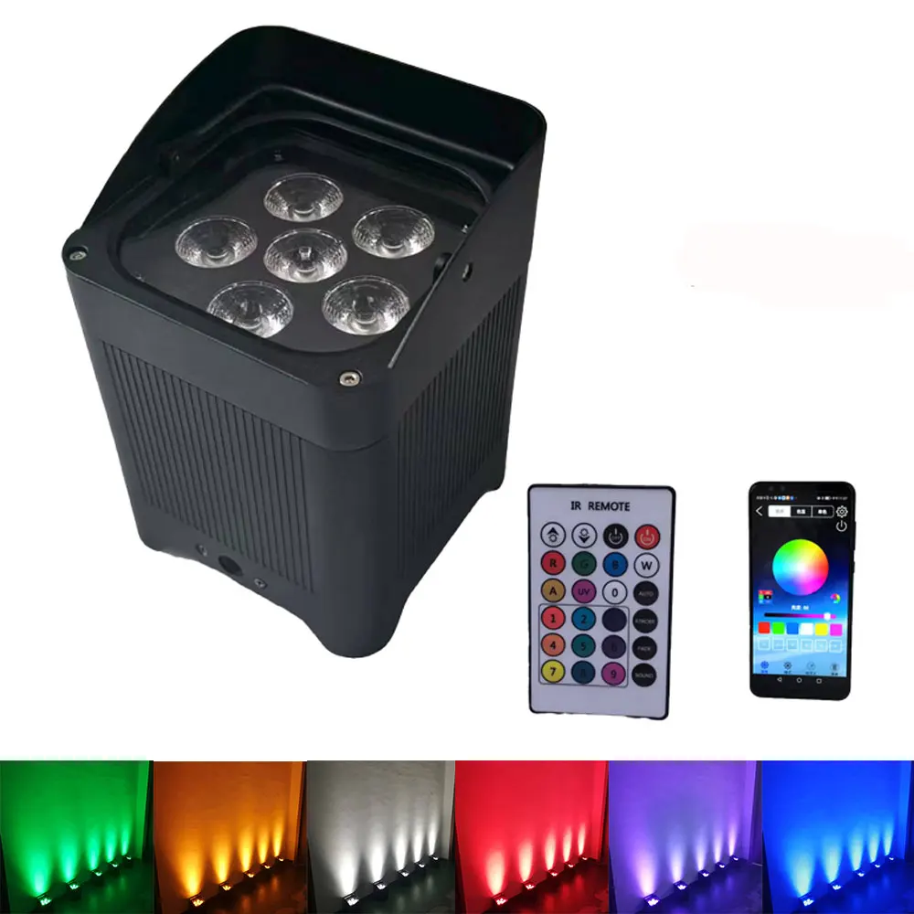 6in1 RGBWAUV Battery Wireless LED Par Light Waterproof IP65 Stage Lighting Equipment for Wedding Parties Clubs