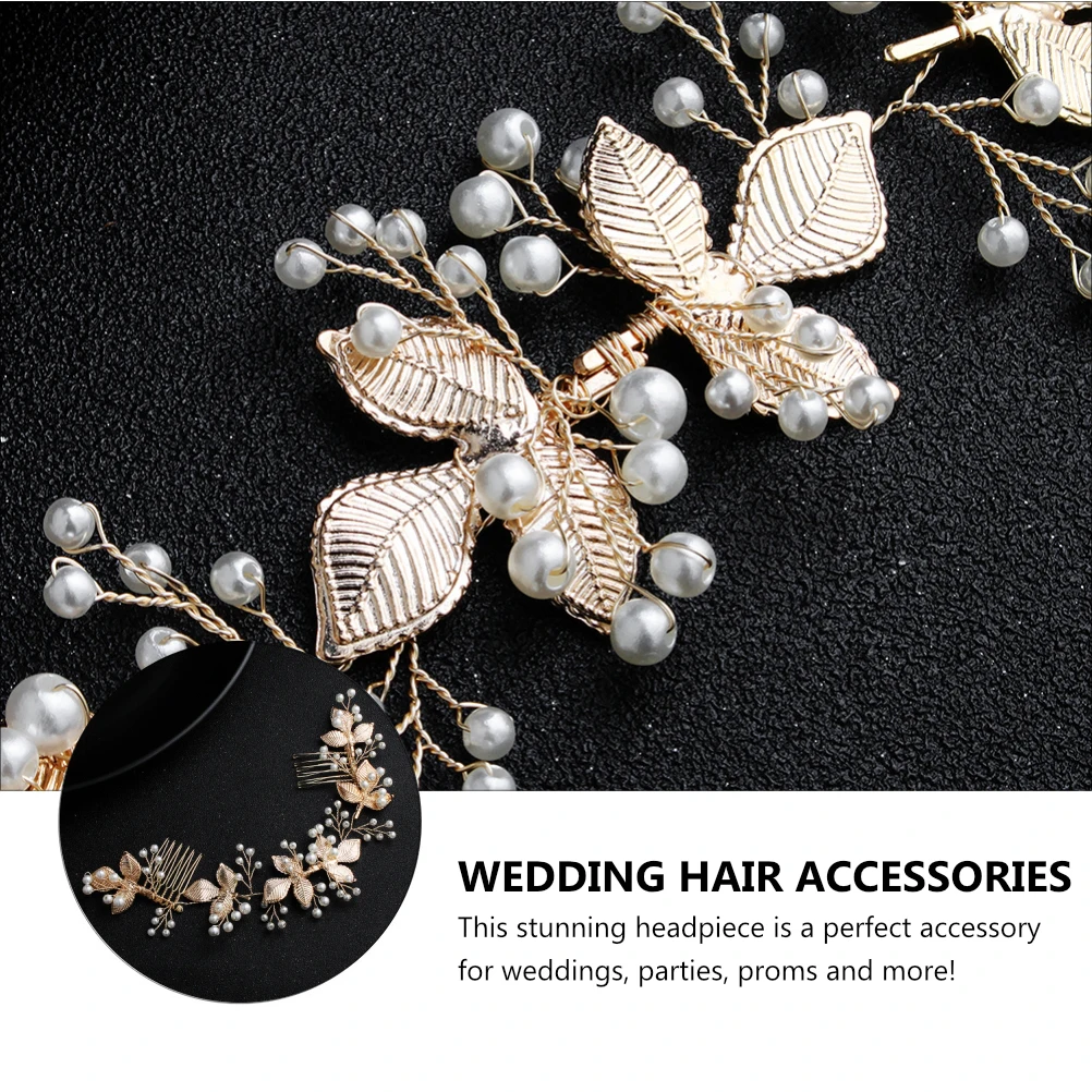 

Hair Comb Pearl Pair Bridal Accessories Golden Alloy Exquisite Bridesmaid for Girls
