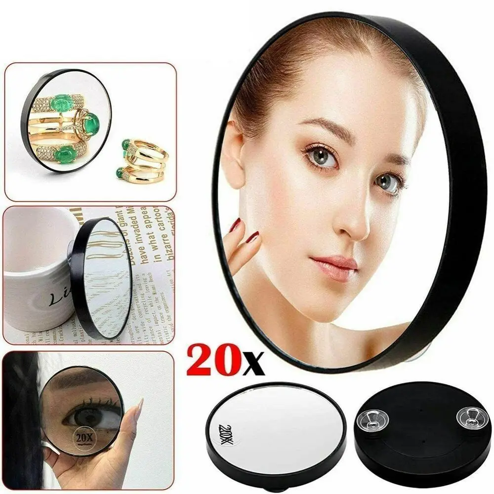 White 20X Magnifying Mirror Black Two Suction Cups Beauty Acne Pores Makeup Tool