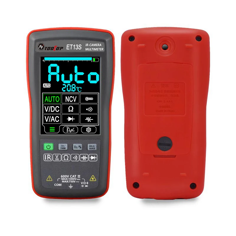 Imagem -06 - Termografia 192x192 ir Piexls 9999 Counts Multímetro 28 Touch Screen Ferramentas Elétricas Tooltop-et13s em