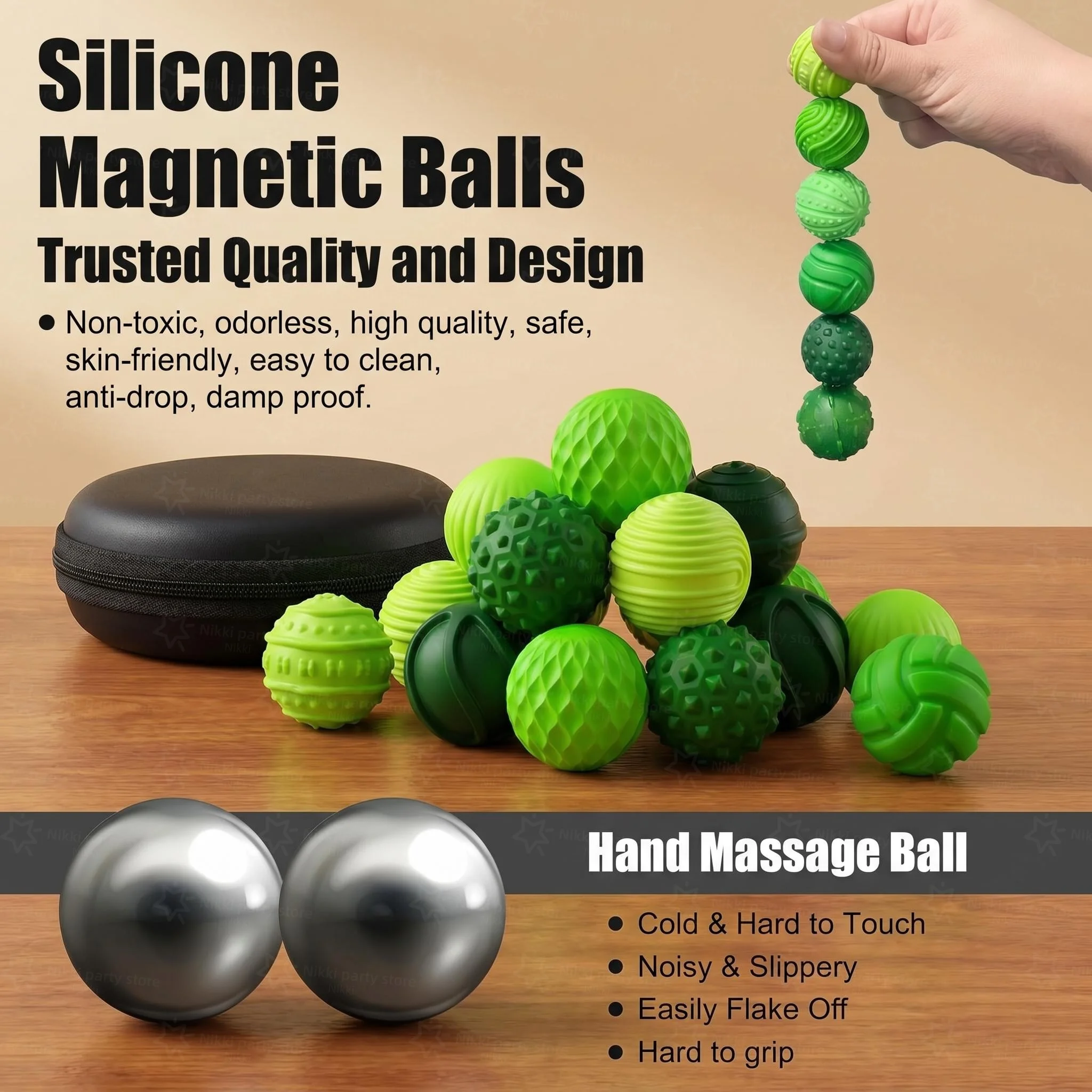 6pcs Magnetic Silicone Sensory Balls Worry Balls Autism Calming Fidgeting Toy Fidget Toy Kid Adult Anxiety Relief Stress Sensory