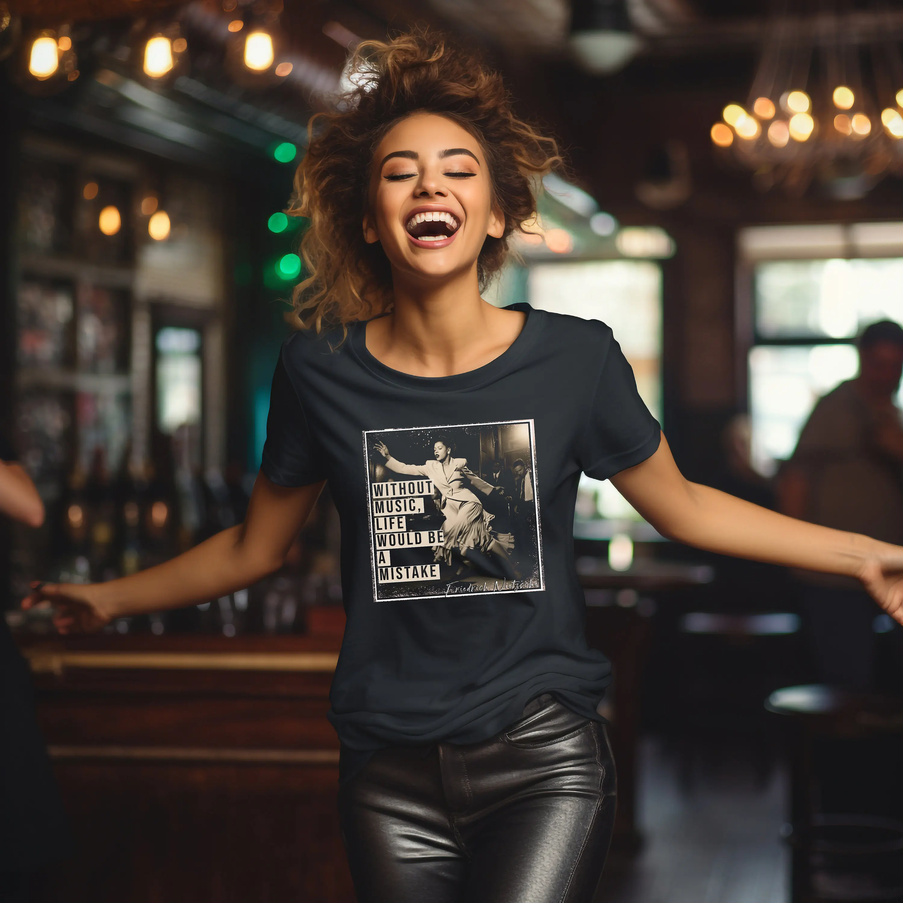 Nietzsche 'music' t shirt featuring Billie Holiday