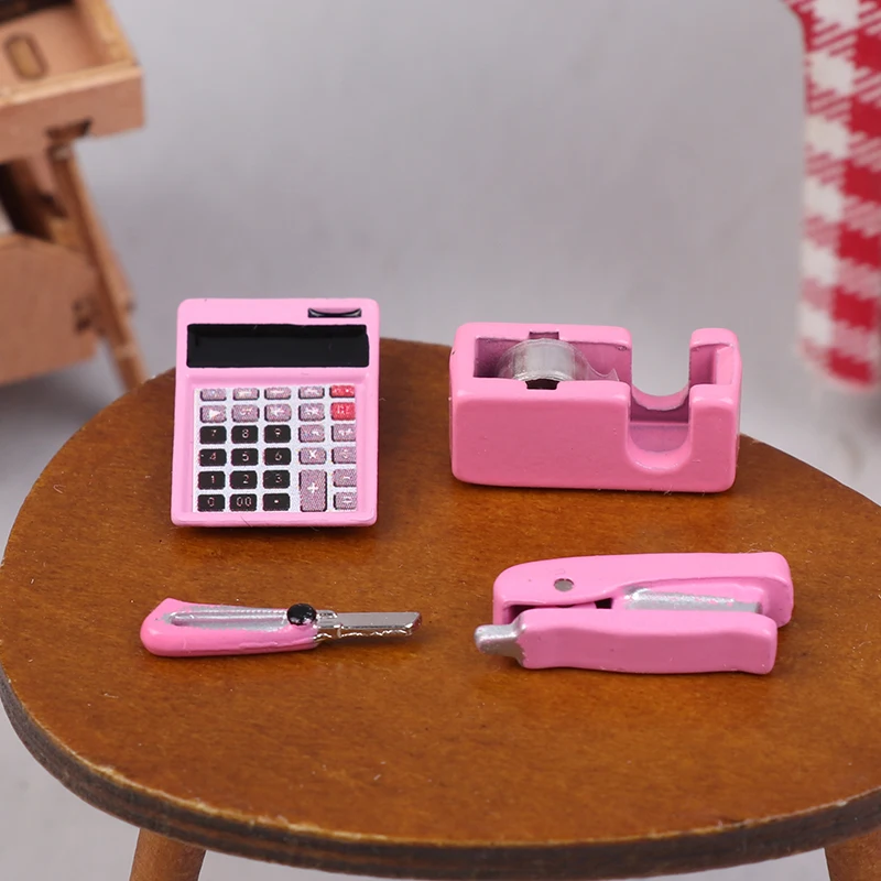 Dollhouse Mini Stationery Simulation Tape Cutter Utility Knife Pack School Supplies Model