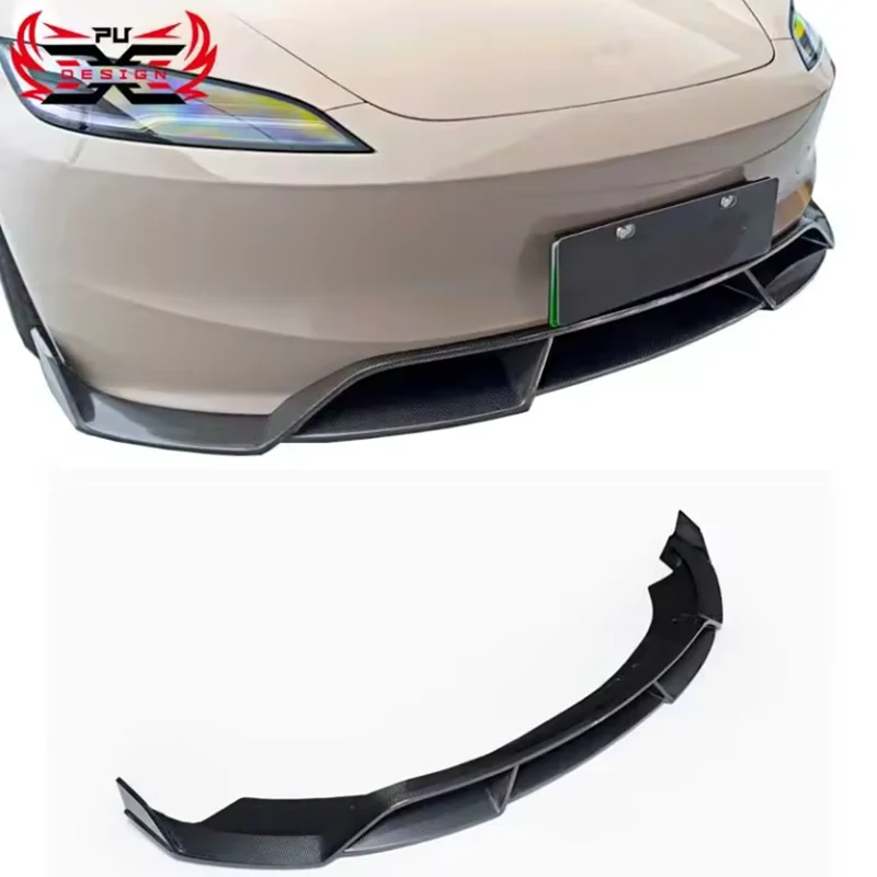 

Wholesale Carbon Fiber front lip front Bumper spoiler Body Kits accessories CMS Style For Tesla Model 3 2023-2024