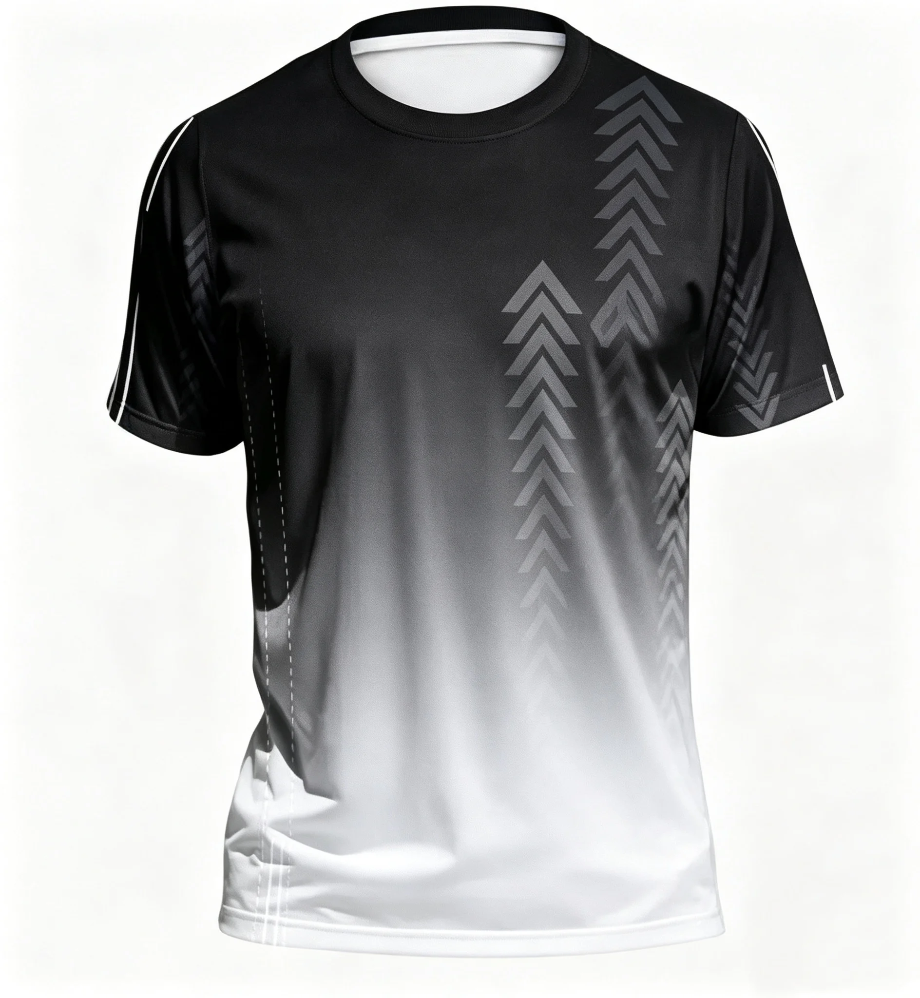 Hot selling men's summer badminton training gradient print comfortable and breathable round neck T-shirt outdoor sports top