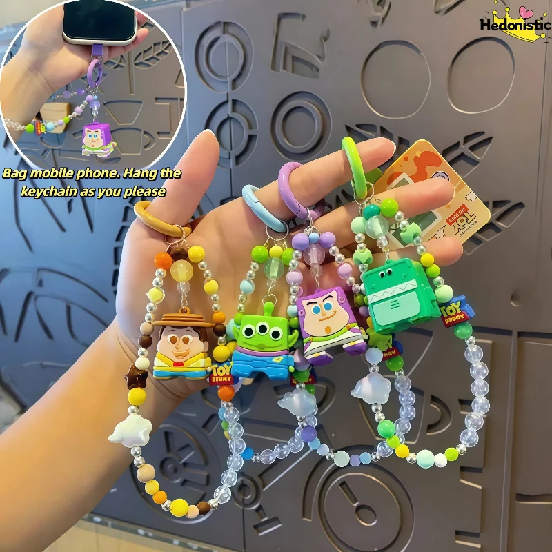 Toy Story Buzz Lightyear Woody Cartoon Character Bead Cube Keychain Backpack Wallet Key Car Decoration Acg Pendant Holiday Gift