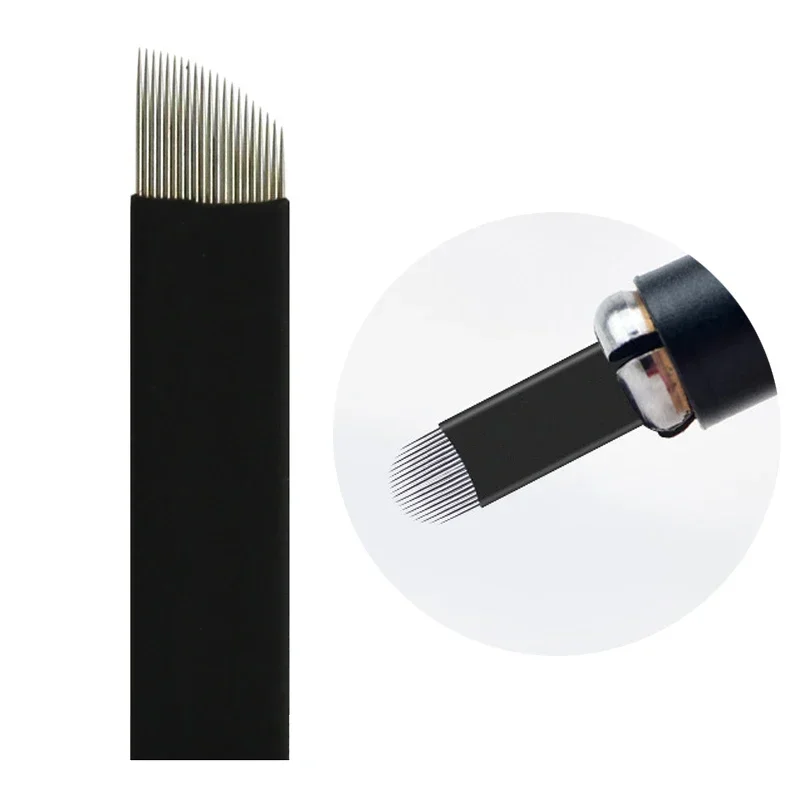 0.18mm 18U Nano ostrza igły do ​​Microblading 50 sztuk makijaż permanentny tatuaż na brwi ostrze igły do ​​Microblade 3D długopis do haftowania