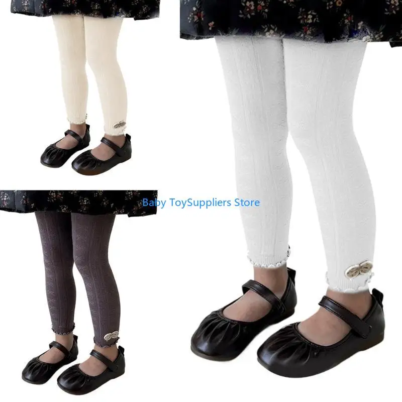 

R1WF Infants Bottoming Pants Daughter Children Nine Pointed Trousers Warm Baby Tights