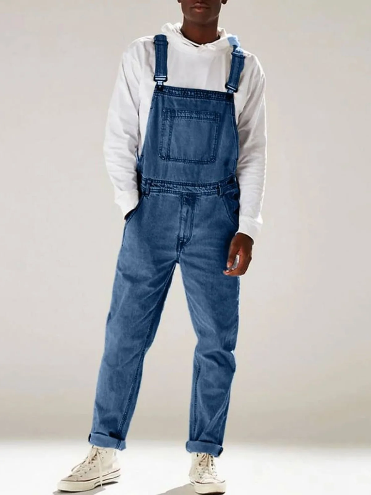 

Men's High Waist Casual Denim Overalls Loose Fit Youthful Sle Durable Strap Pants Autumn Collection Faionable Bal