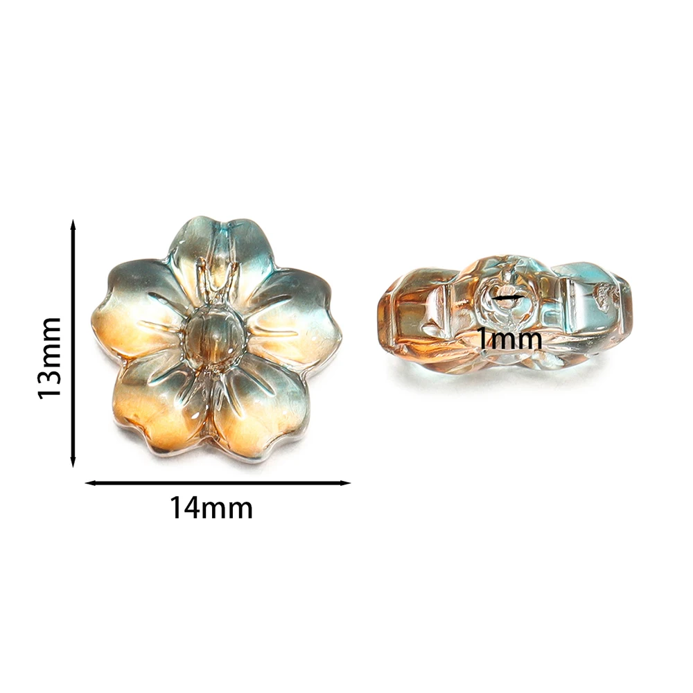 30pcs Colored Glass Flower Shaped Beads Five Petal Flower Spacer Beads for DIY Necklace Bracelet Pendant Jewelry Making Findings