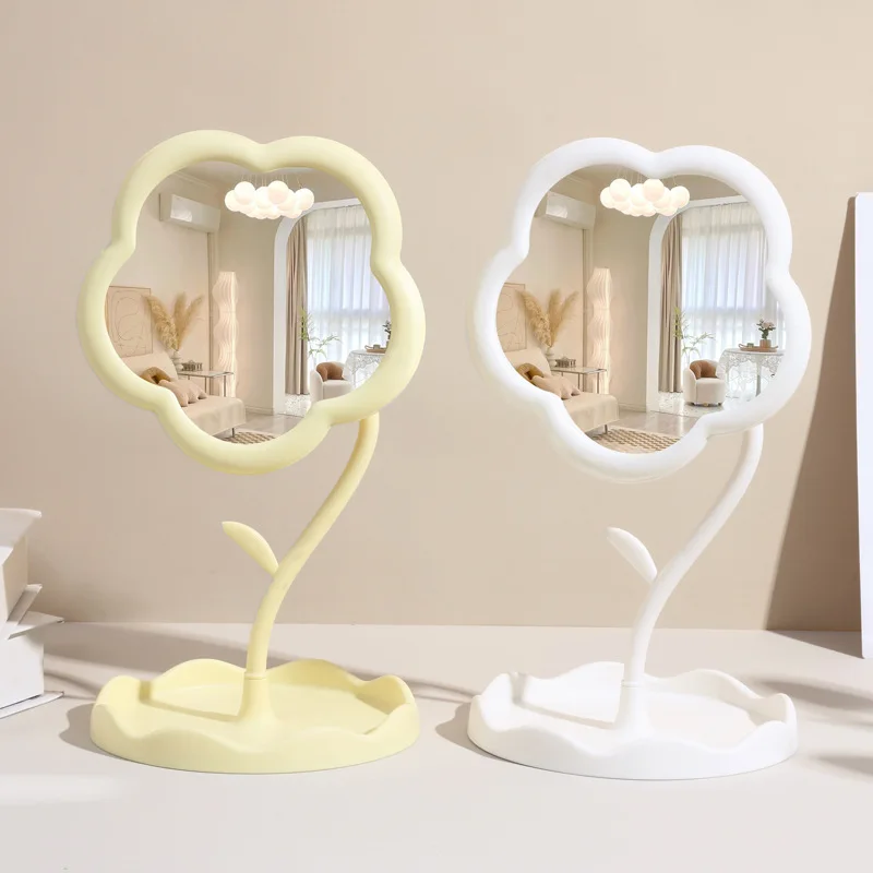 

Настольное зеркало для макияжа с цветочным узором, 1 шт., HD, вращающееся, для офиса, студенческого общежития