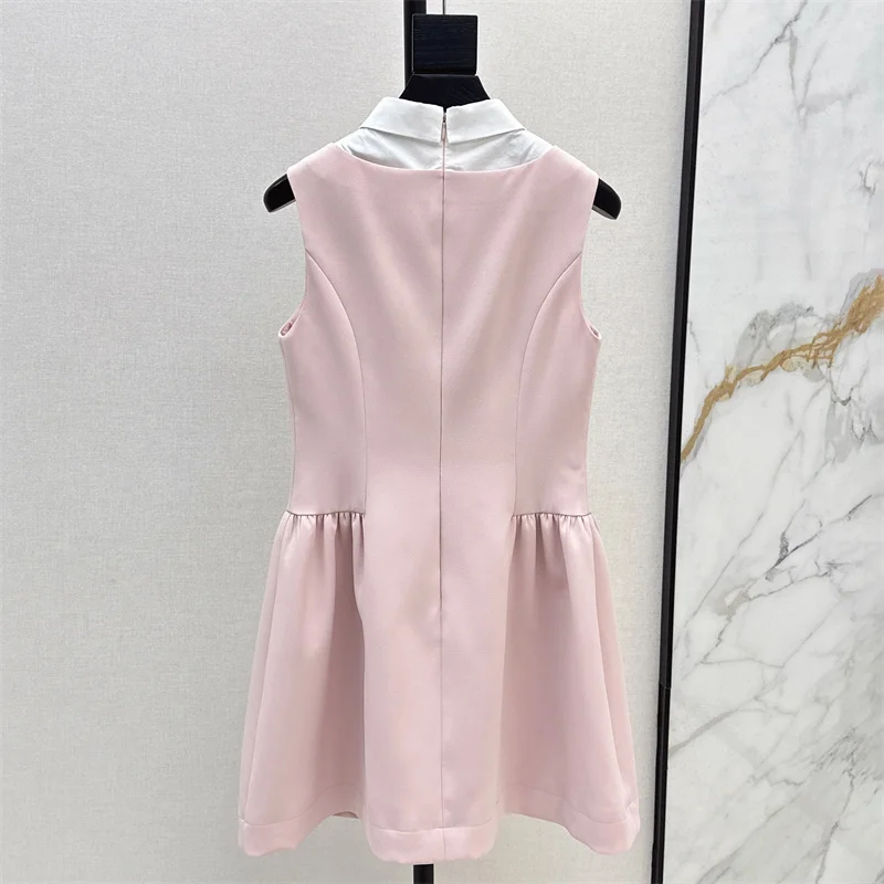 Women's dress New waist cinching slim mini dress for summer 2025 lapel sleeveless Short dresses party dresses Evening dresses