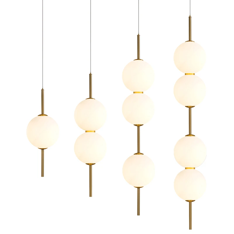 Imagem -02 - Nordic Glass Ball Led Pendant Lights Lustres de Teto Design Longo Luminária Quarto Cabeceira Suspensão