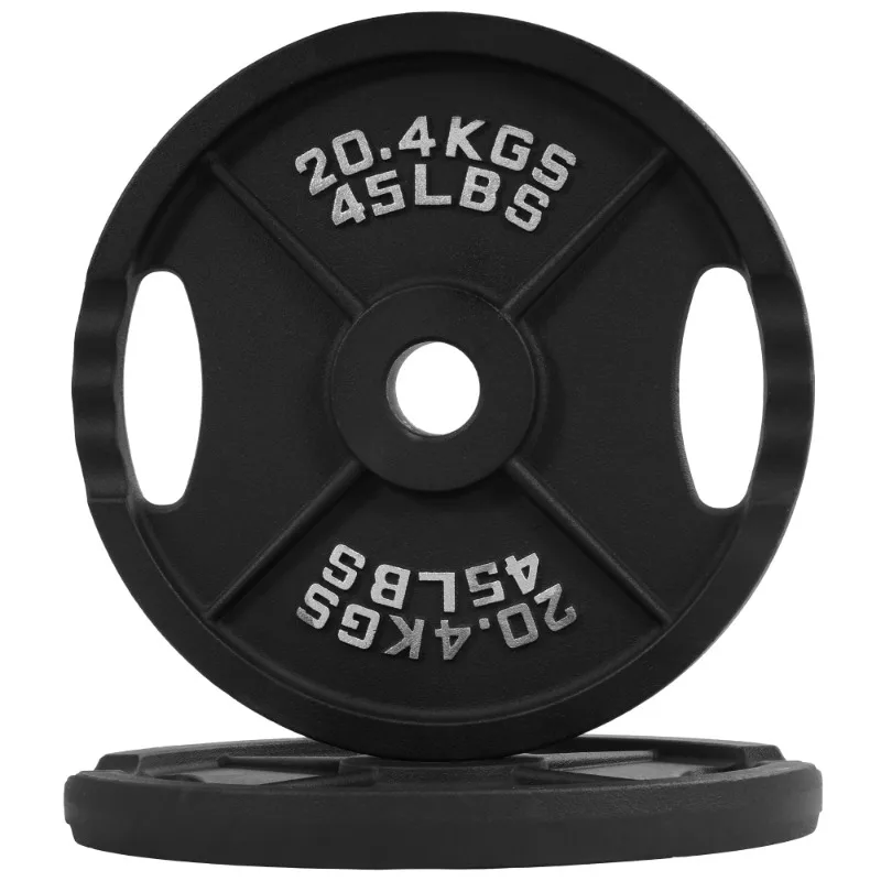 

BalanceFrom Classic Cast Iron Weight Plates for Strength Training, 2-Inch, 45-Pound, Pair