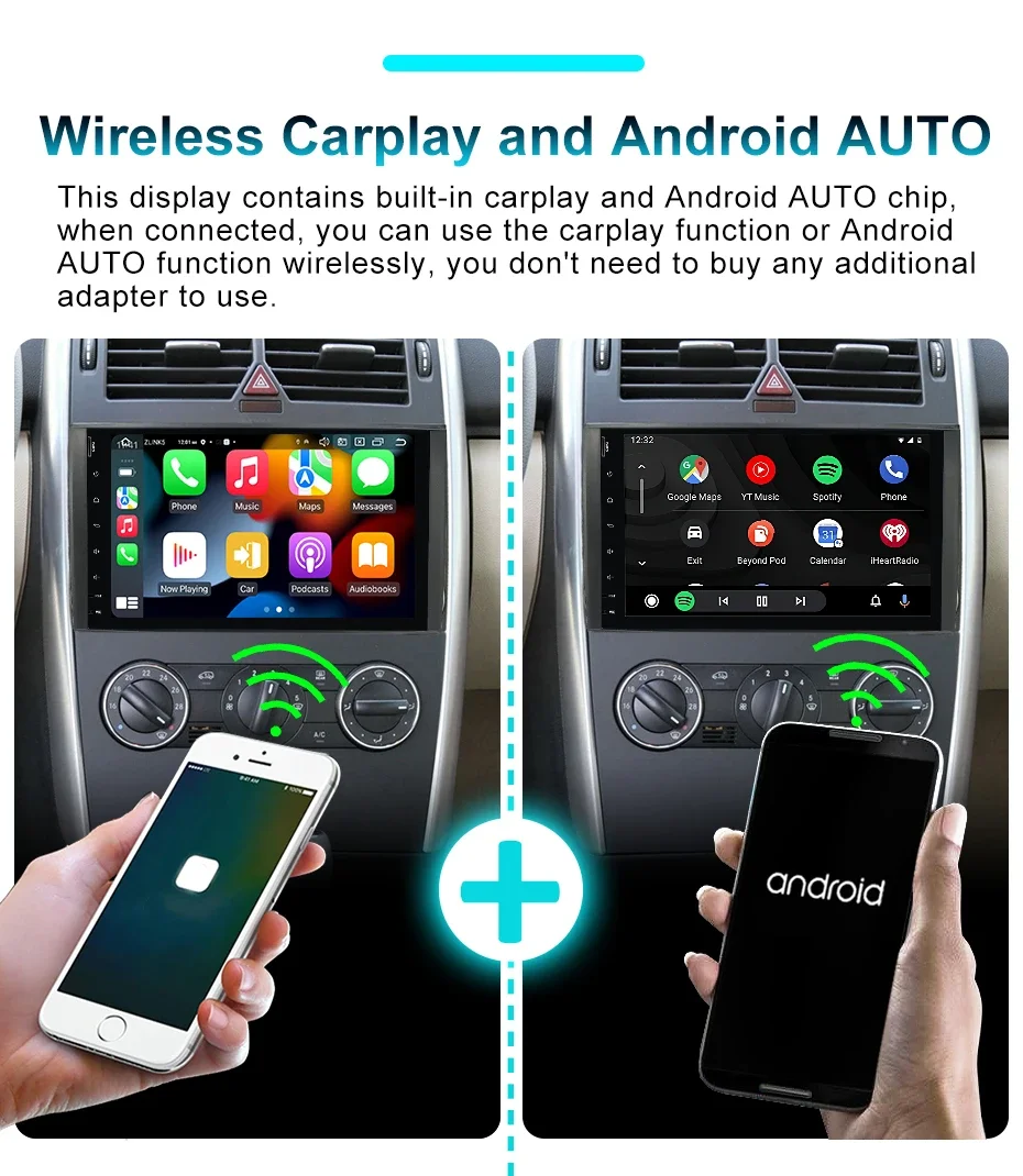 9-Zoll-Bildschirm Android 14 Autoradio Carplay für Benz B-Klasse B200 W245 B160 B170 B180 V-Klasse W639 Vito Viano 2DIN Multimedia-Player – Detail 9