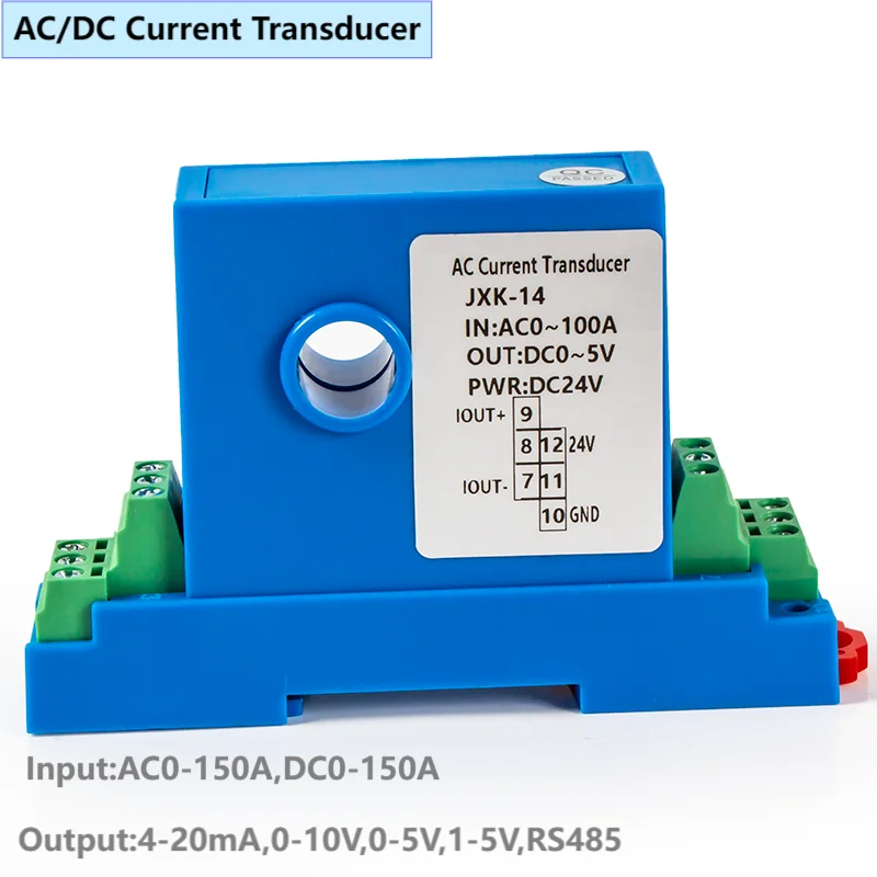 0-10V Hall AC Current Sensor Transmitter 4-20mA 1-5V RS485 AC Current Sensor AC0-10A 15A 20A 25A 50A AC Current Transducer