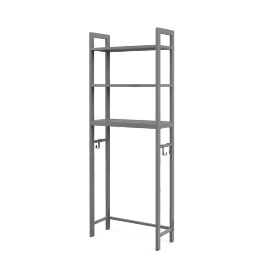 

25 in. W x 67.5 in. H x 10.5 in. D Over The Toilet Storage with Shelf Space Saving Metal Bathroom Organizer Hooks