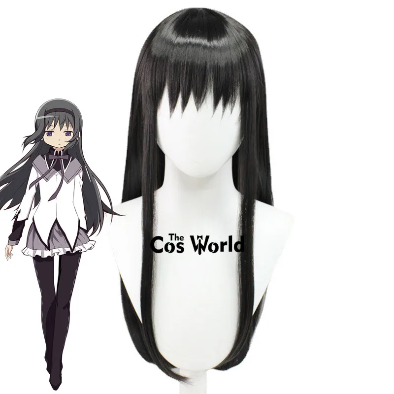 

Puella Magi Madoka Magica Akemi Homura Черный 80 см Длинные прямые аниме-парики для косплея Волокно термостойкие синтетические волосы + шапочка для парика