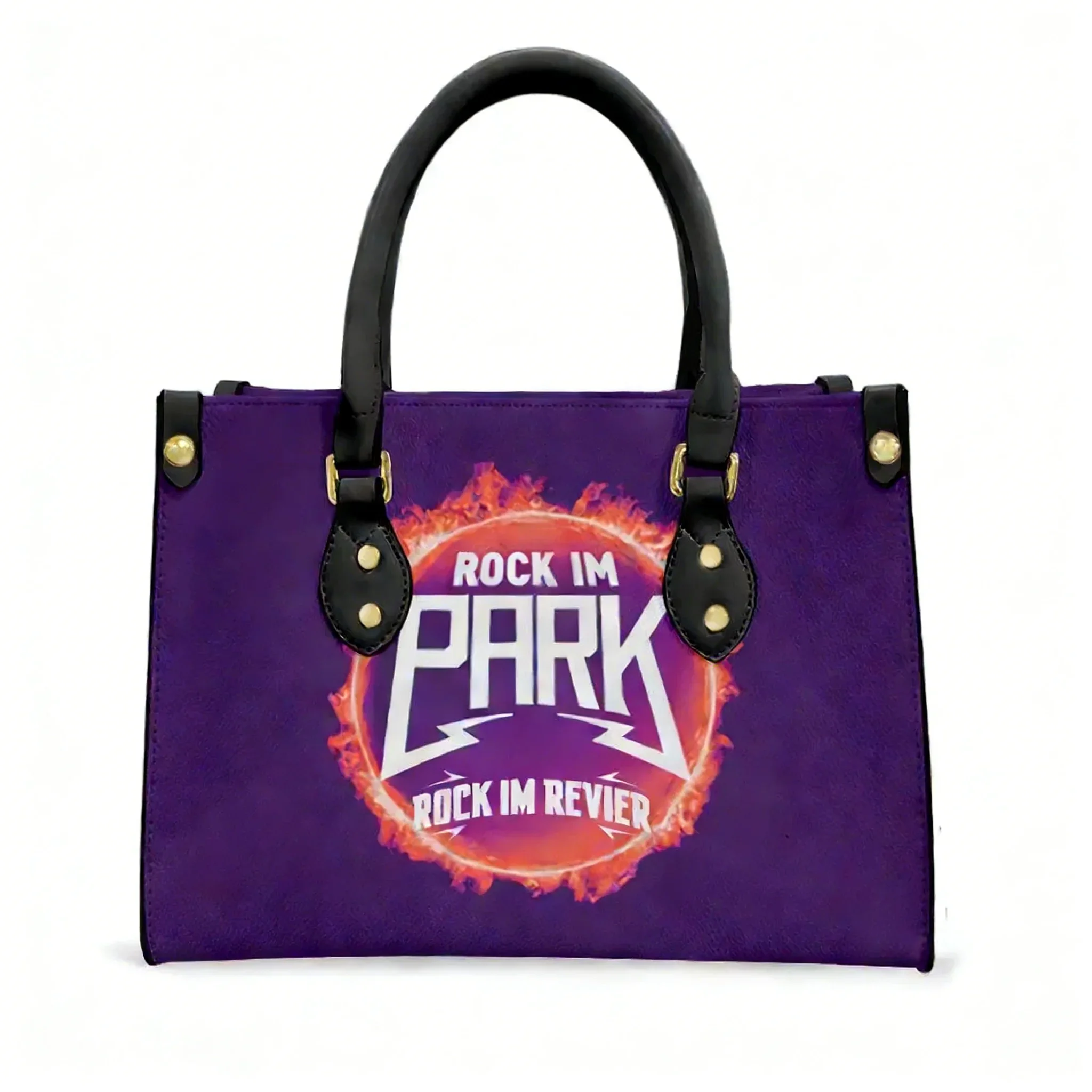 

Rock in the Park Band Tote Bag Purse Womens Mens Personalized Text Image PU Leather Handbag Business Shopping Gift Bags