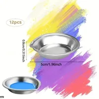 12Pcs Makeup Palette Stainless Steel Small Round Paint Tray Artist Watercolours Paint Mixing Palette Tray For Artist 3
