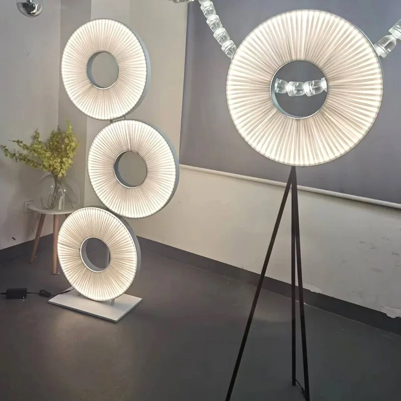 Imagem -02 - Modern Donut Led Pendant Lights Lâmpada Redonda Minimalista Artística Cabeceira Decoração do Quarto Tecido Novo Estilo