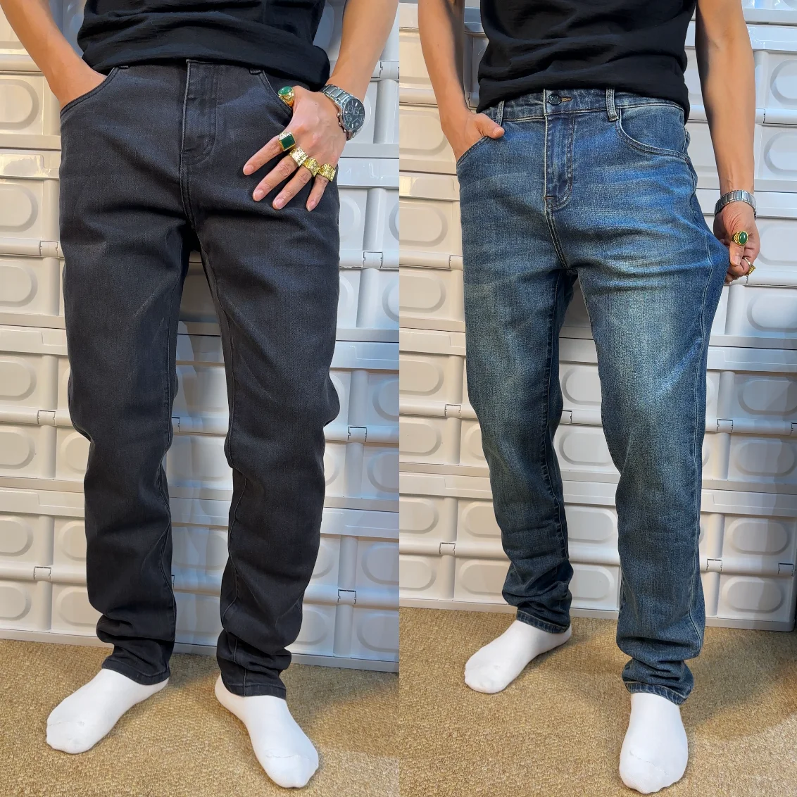 

Premium Men's Denim Jeans Breathable Elastic Luxury Italian Sle Autumn Winter Waed Cotton Polyester Blend Casual Fit