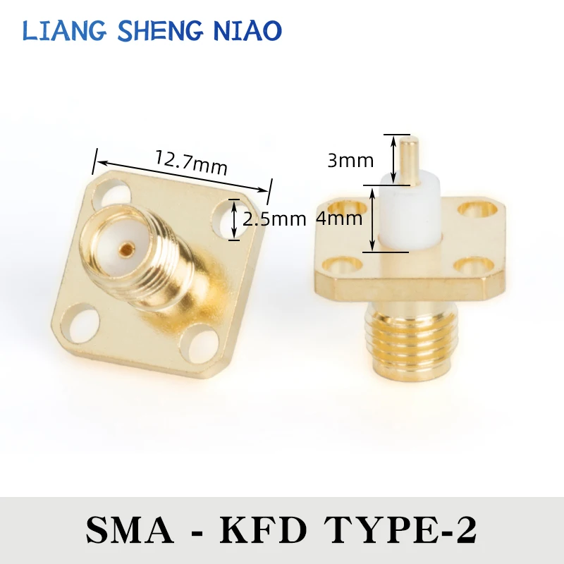 SMA Fêmea Jack Panel Mount, conector coaxial RF, flange de solda, chapeamento de ouro de cobre, SMA-KFD, SMA Fêmea Flange, 1Pc