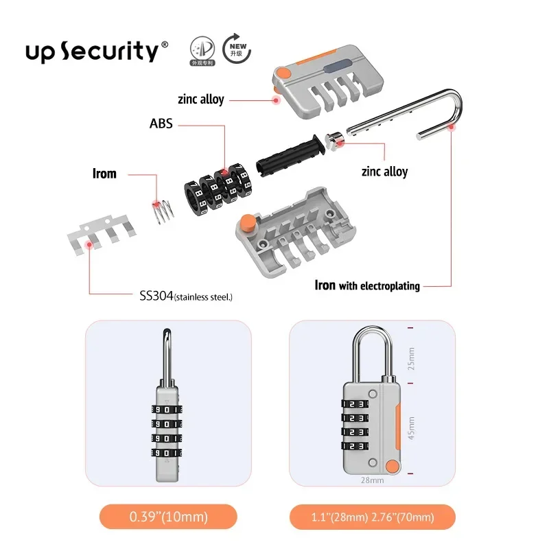 1pcs Resettable Combination Padlock Waterproof Travel High Security Password Zinc Alloy Suitcase Heavy Duty Luggage Lock 4 Digit