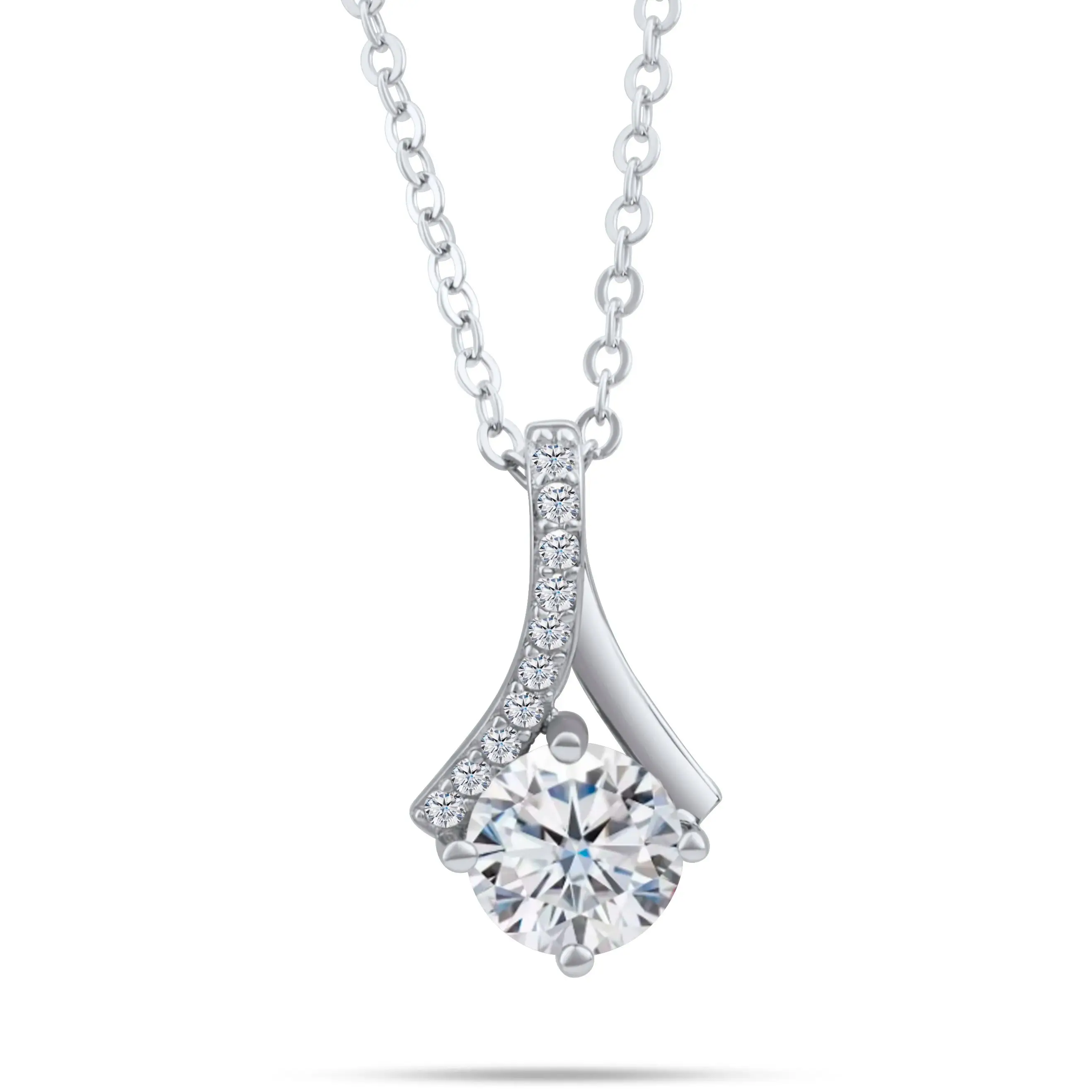 

1.0 CT 6.5mm round Moissanite Women's Necklace S925 Pure Silver Snowflake Simulation Diamond Pendant Wedding High-end Jewelry