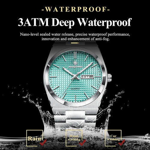 Imagen 2 del producto Reloj de pulsera PAAZOMU de lujo para hombre, reloj luminoso resistente al agua con fecha y semana para hombre, relojes de acero inoxidable para hombre, reloj deportivo de cuarzo para hombre