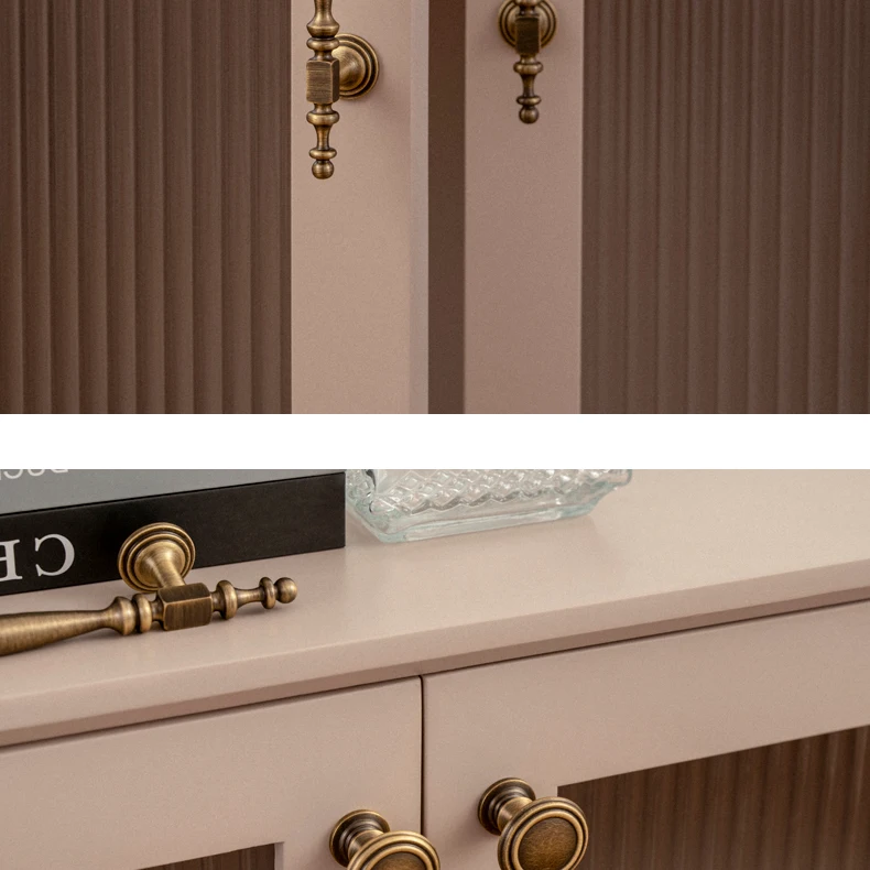 Brushed antique brass furniture handle 9