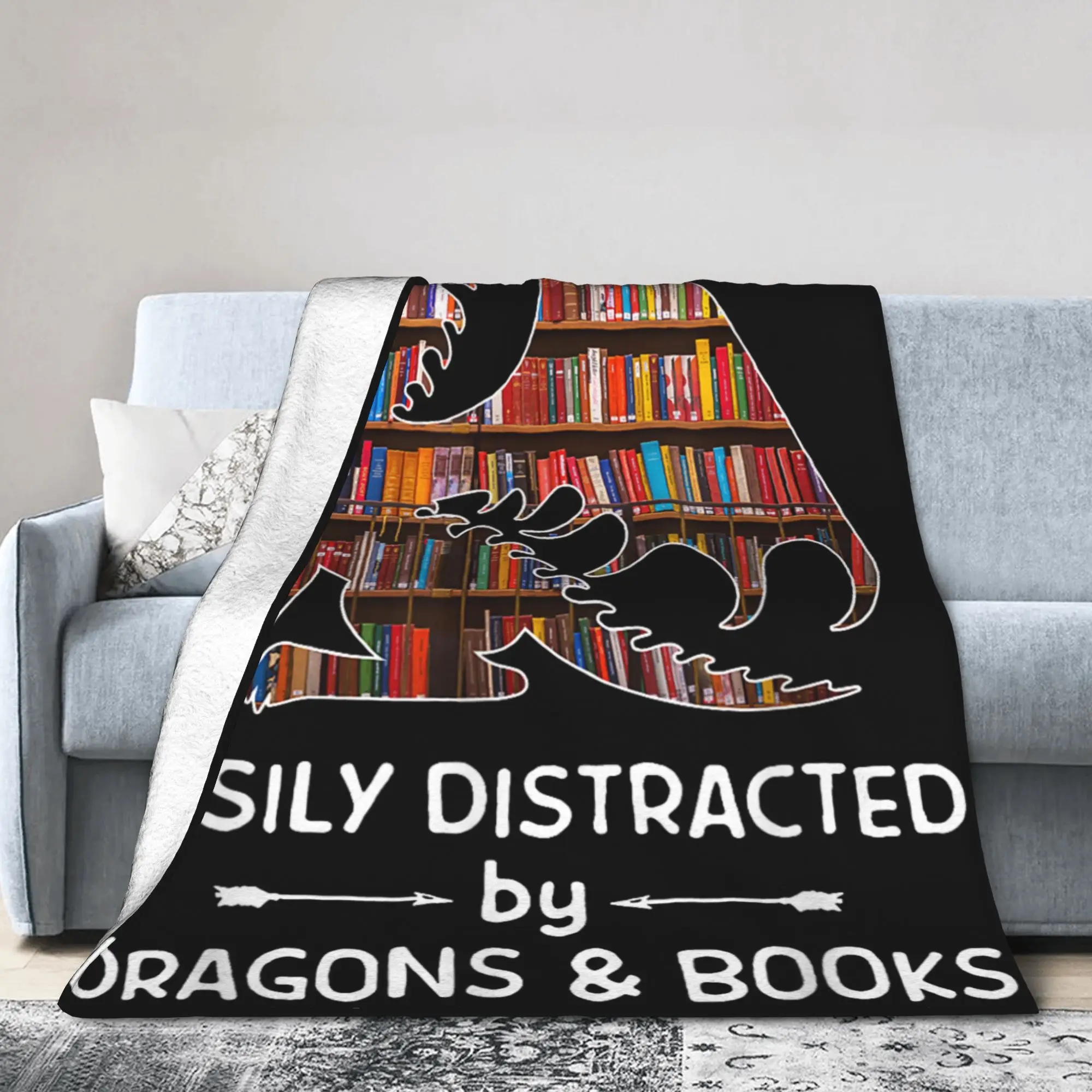 Warm Soft Blanket Wings of Fire Throw Blanket Easily distracted by Dragon and Books nerds Flannel Bedspread For Sofa Bed Cover