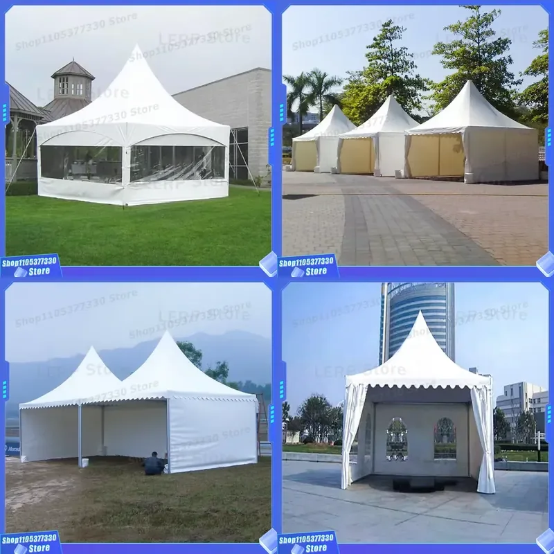 2026 Hot New Models Haotere B011 Outdoor Party Gazebo Pagoda Tent Aluminium Frame Double Layer Triangle Shape 7-12 Person