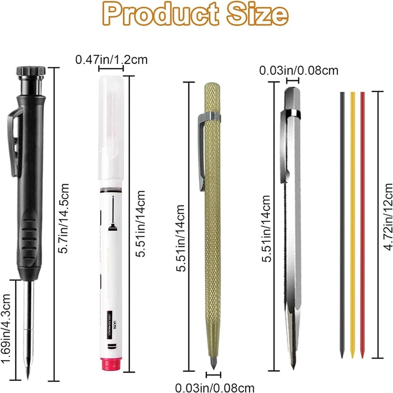 Mechanical Carpentry Pencil Set Graffiti Marking Tools Suitable For Carpenters, Construction Workers Easy Install Easy To Use