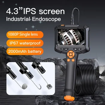 4.3'' LCD Endoscope Camera with Light Handheld Borescope IP67 Waterproof Snake Camera Sewer Inspection Camera Car Pipe
