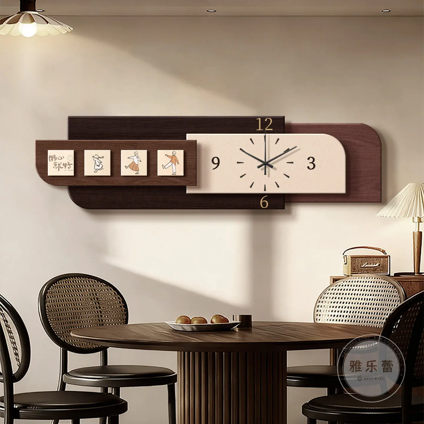 Restaurant clock decorative painting creative family clock wall hanging art living room horizontal wall clock