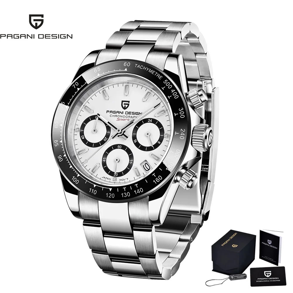 Pagani Design Men\'s Luxury Fashion Sports Quartz Watch Sapphire Stainless Steel Waterproof Chronograph PD1644