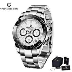 Pagani Design Reloj deportivo de cuarzo de lujo para hombre, cronógrafo resistente al agua de acero inoxidable con zafiro PD1644