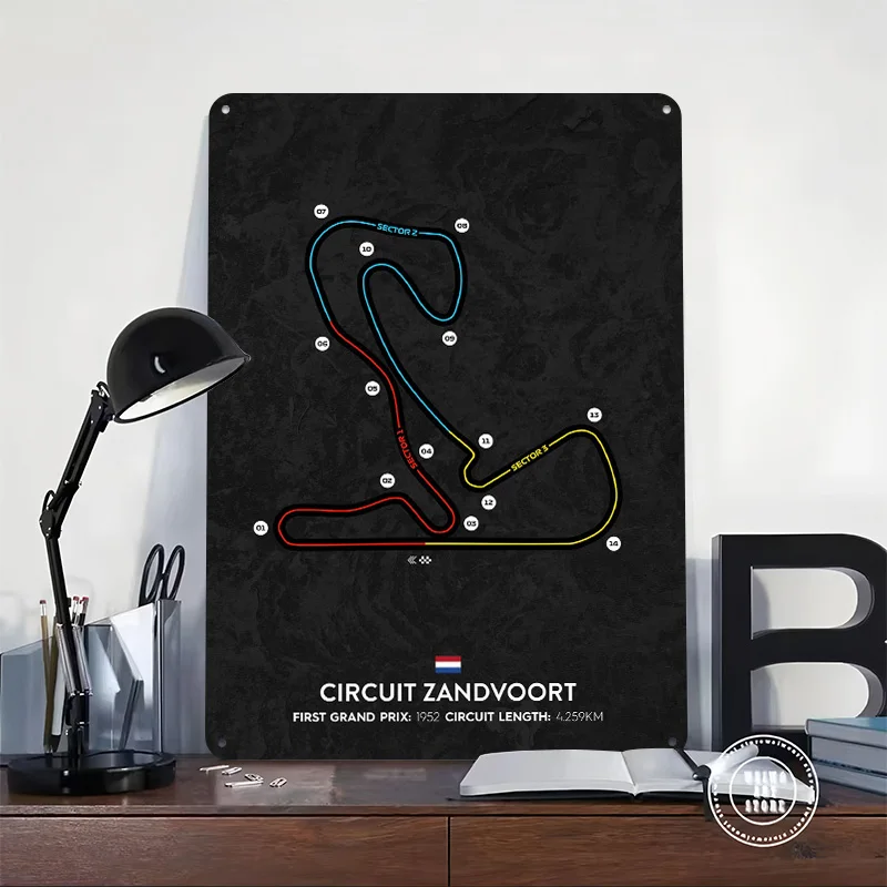 Circuit Zandvoort Personalized 3D Textured Metal Poster Wall Art Tinplate Sign for Garage Accessories Room Decoration Items Bar