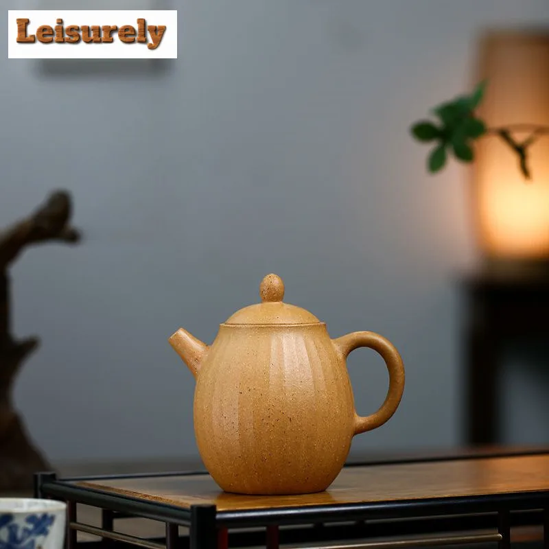 250ml Aesthetic Yixing Purple Clay Teapots Handmade Pot Raw Ore Section Mud Kettle With Strainer Zisha Tea Set Decoration Craft