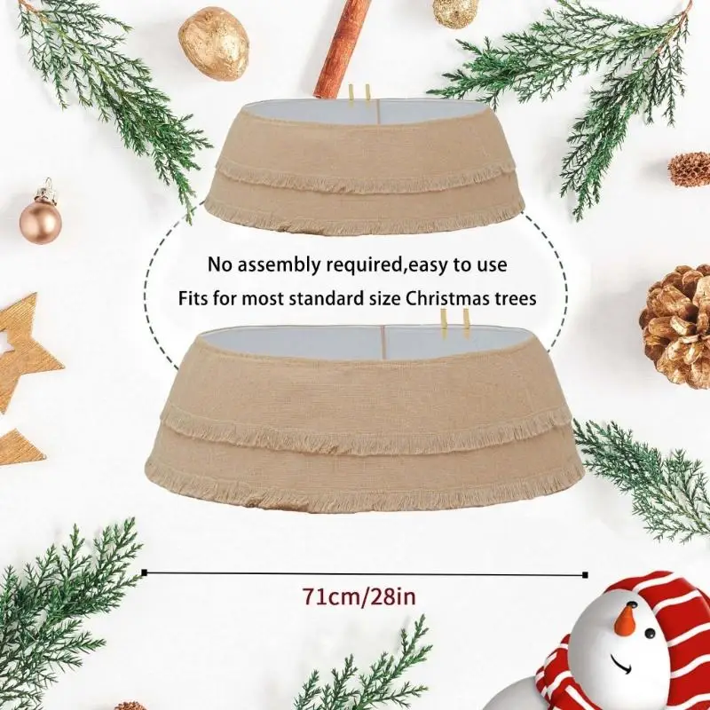 Natural Texture Burlap Christmas Tree Base Cover Conceals Stand Quick Assembly Indoor Holiday Decorations Y4QC
