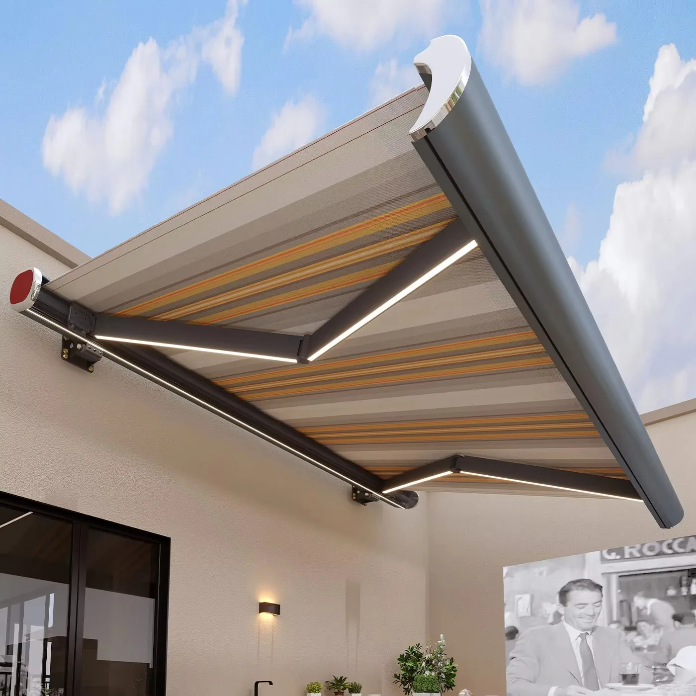 

Electric folding awnings for hotels, restaurants,and parking lots Customized size, sun and rain protection, factory direct price