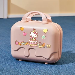 14 Inches Sanrios Hello Kittys Cosmetic Case Anime Figure Kawaii Cartoon Portable Small Storage Suitcase Wash Up Cosmetic Bag